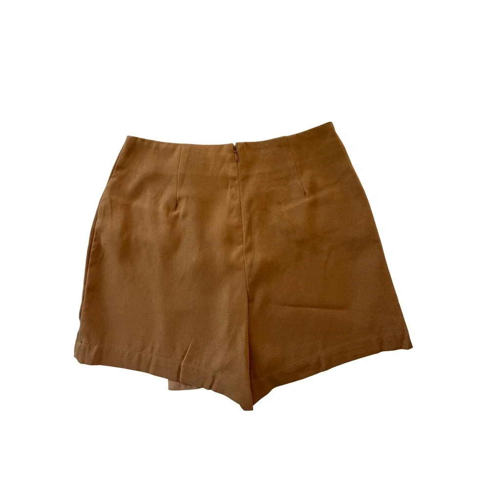 Lulus Camel Brown Double Breasted Wrap Front Skort CMS212034 Womens Medium NWT